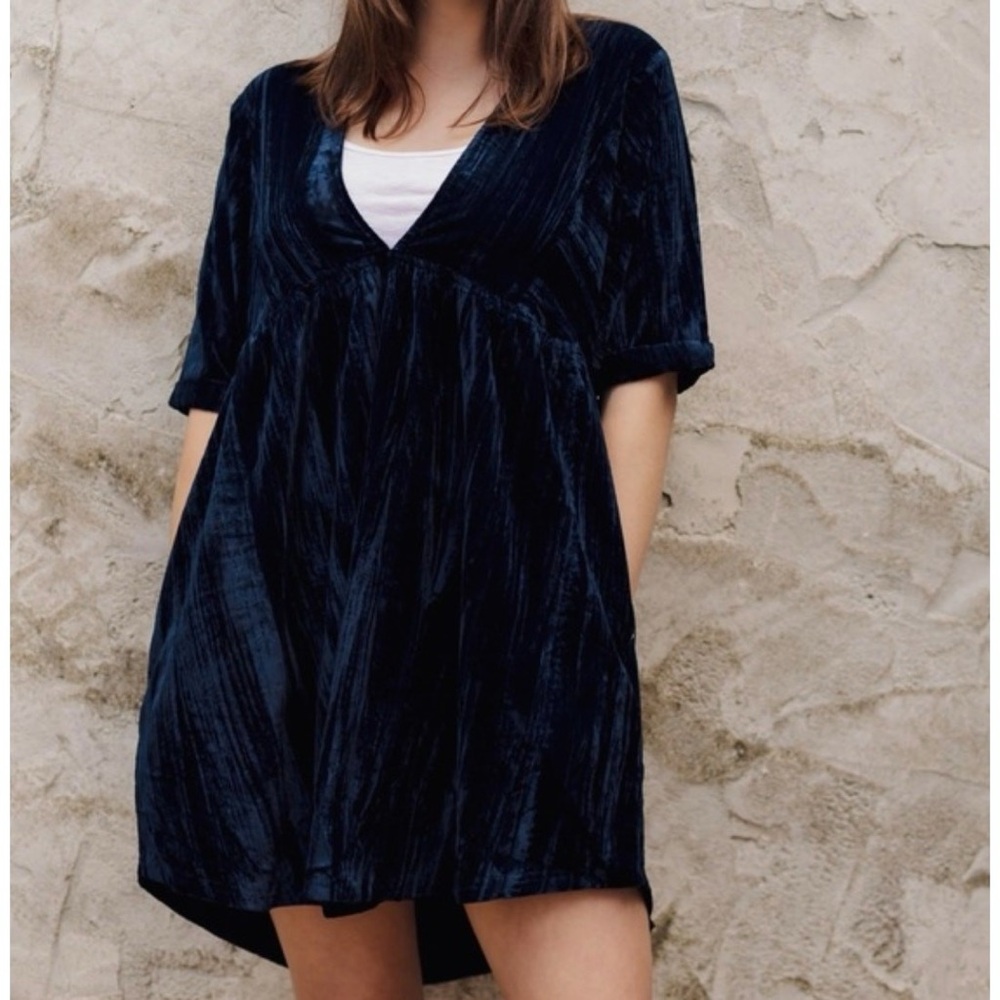 Natural Life Stella Crushed Velvet V neck Mini Dress / Tunic XS/S